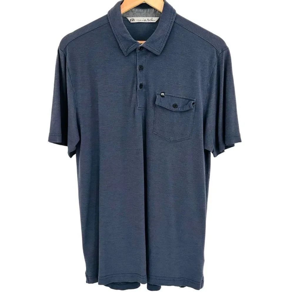 Travis Matthew gray navy golf polo size medium